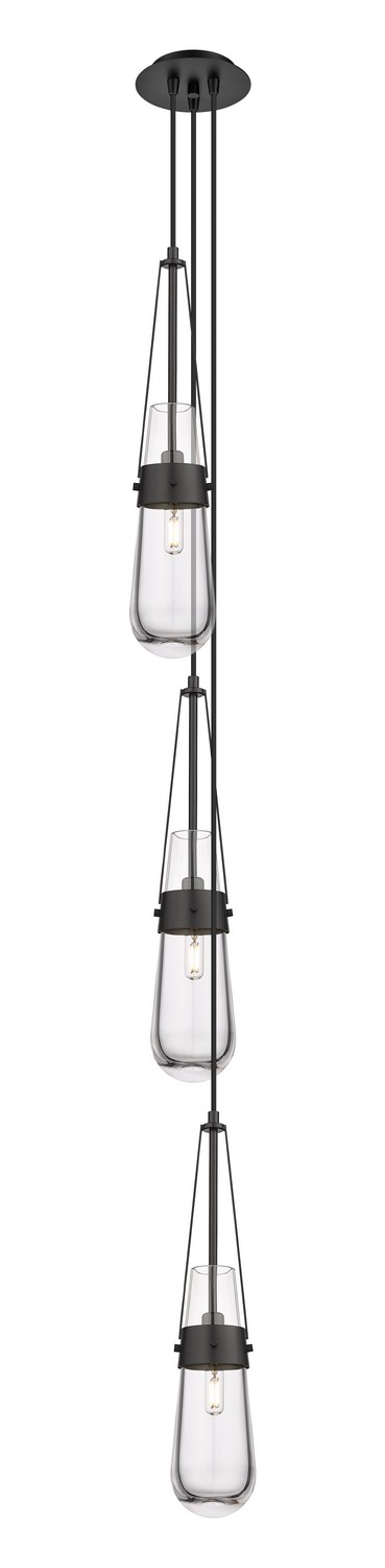 Three Light Pendant by Innovations - Downtown Urban Collection, Matte Black Finish - 103-452-1P-BK-G452-4CL