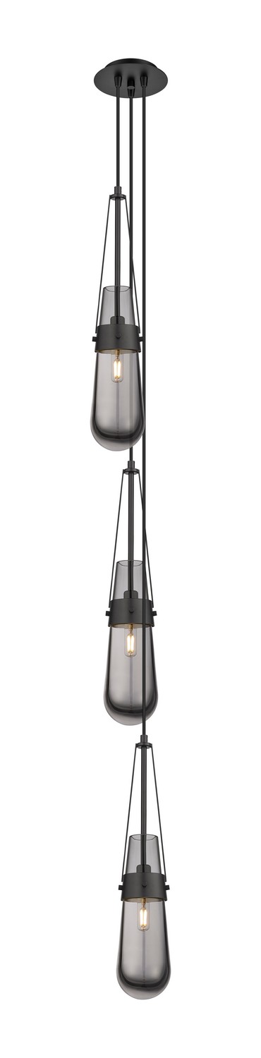 Three Light Pendant by Innovations - Downtown Urban Collection, Matte Black Finish - 103-452-1P-BK-G452-4SM