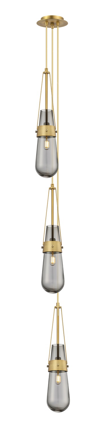 Three Light Pendant by Innovations - Downtown Urban Collection, Brushed Brass Finish - 103-452-1P-BB-G452-4SM
