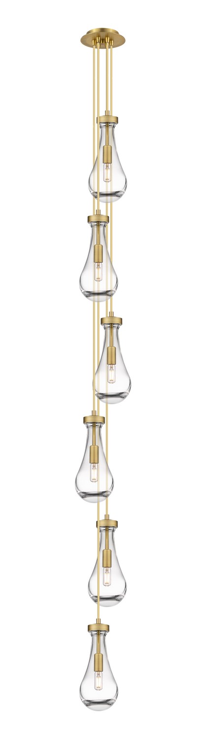 Six Light Pendant by Innovations - Downtown Urban Collection, Brushed Brass Finish - 106-451-1P-BB-G451-5CL