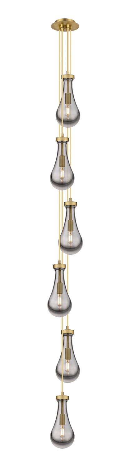 Six Light Pendant by Innovations - Downtown Urban Collection, Brushed Brass Finish - 106-451-1P-BB-G451-5SM