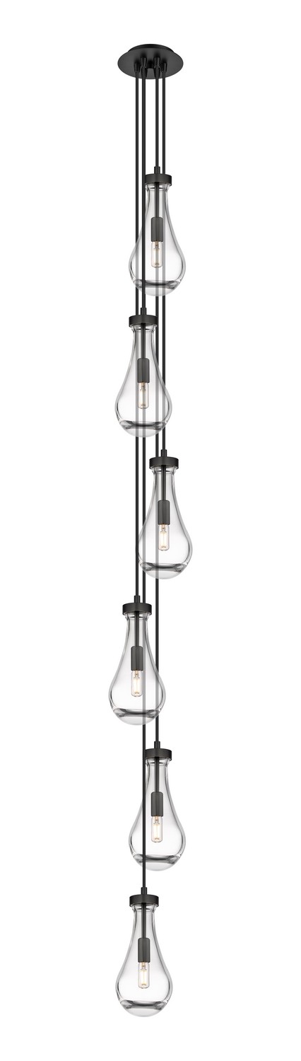 Six Light Pendant by Innovations - Downtown Urban Collection, Matte Black Finish - 106-451-1P-BK-G451-5CL