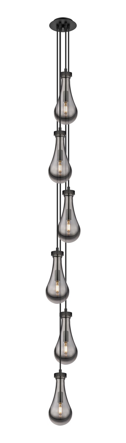 Six Light Pendant by Innovations - Downtown Urban Collection, Matte Black Finish - 106-451-1P-BK-G451-5SM