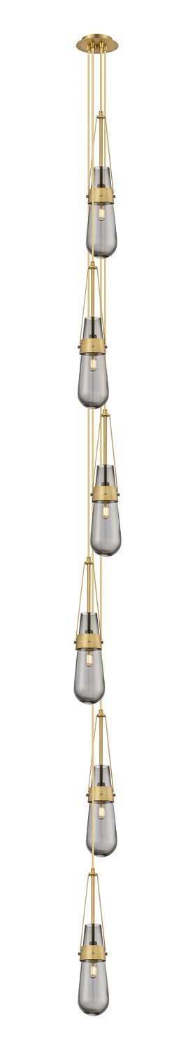 Six Light Pendant by Innovations - Downtown Urban Collection, Brushed Brass Finish - 106-452-1P-BB-G452-4SM