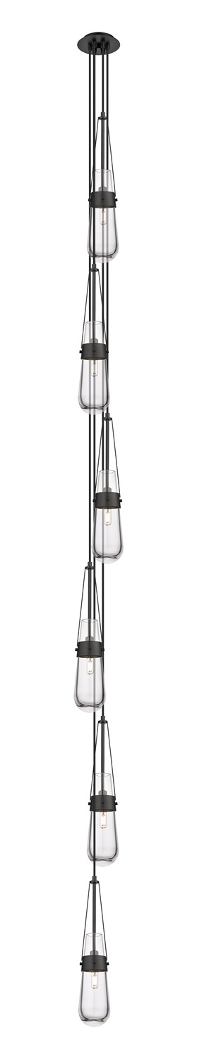 Six Light Pendant by Innovations - Downtown Urban Collection, Matte Black Finish - 106-452-1P-BK-G452-4CL
