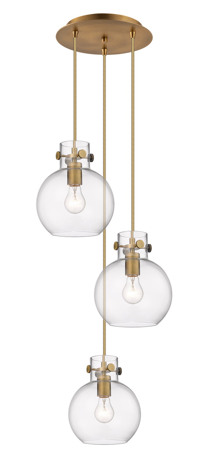 Three Light Pendant by Innovations - Downtown Urban Collection, Brushed Brass Finish - 113-410-1PS-BB-G410-8CL