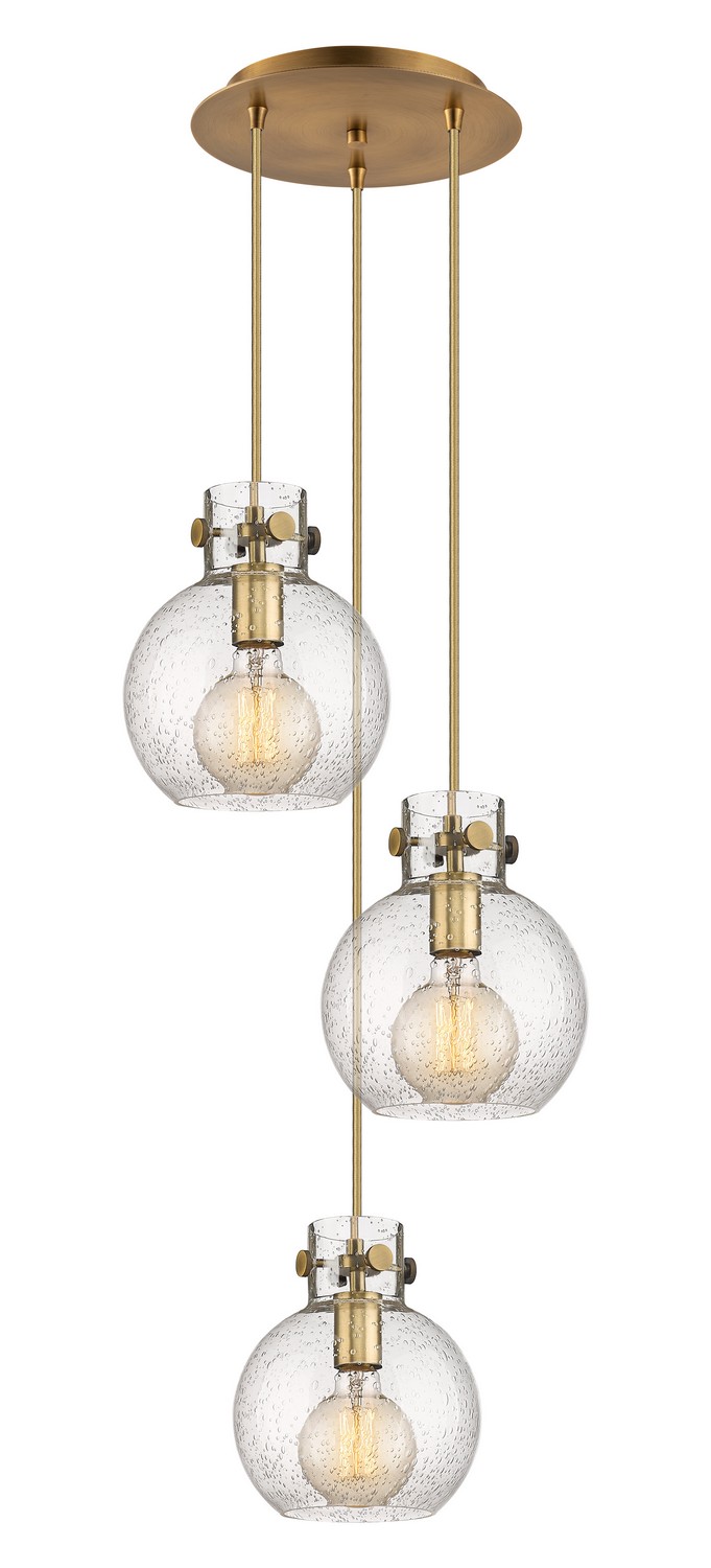 Three Light Pendant by Innovations - Newton Collection, Brushed Brass Finish - 113-410-1PS-BB-G410-8SDY