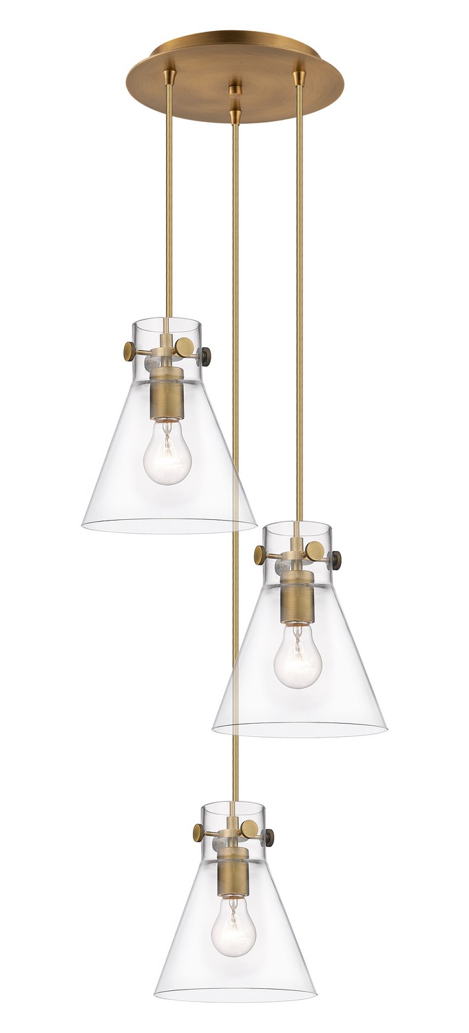 Three Light Pendant by Innovations - Downtown Urban Collection, Brushed Brass Finish - 113-410-1PS-BB-G411-8CL