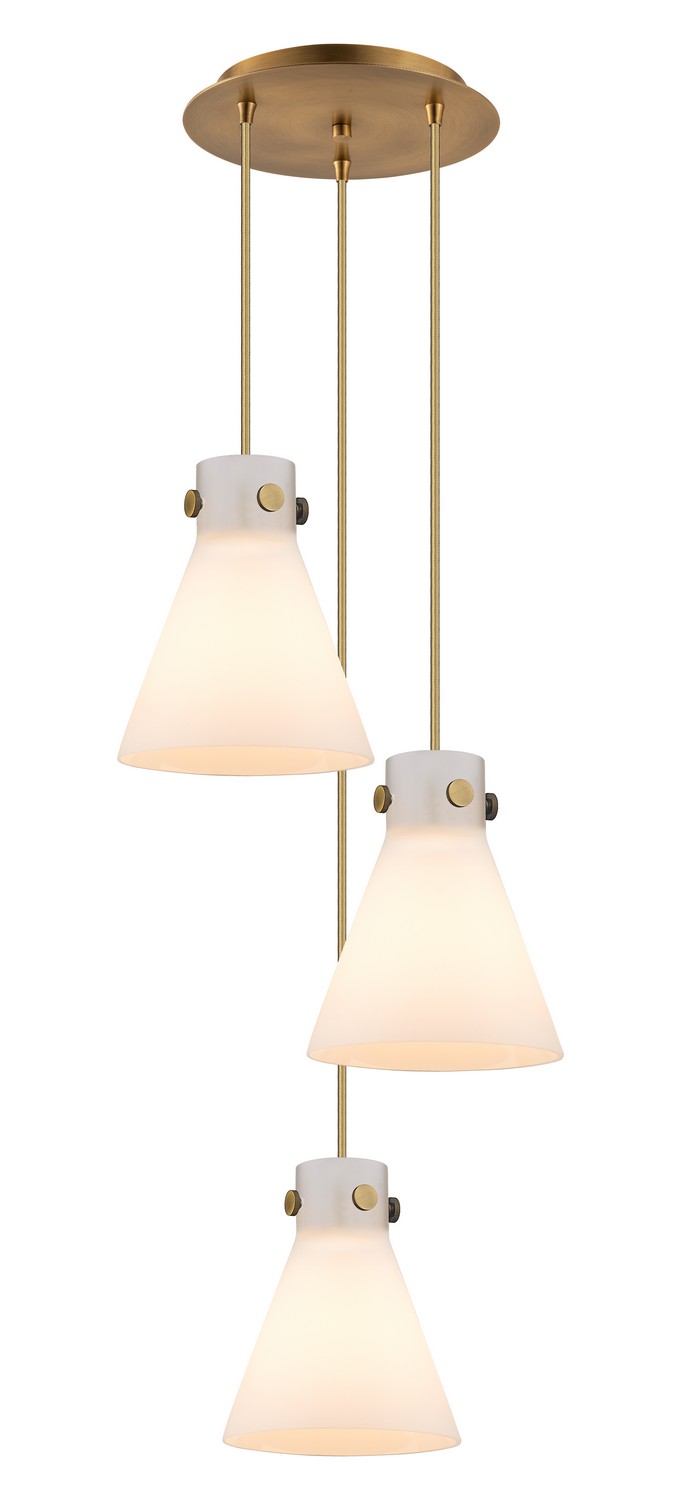 Three Light Pendant by Innovations - Downtown Urban Collection, Brushed Brass Finish - 113-410-1PS-BB-G411-8WH