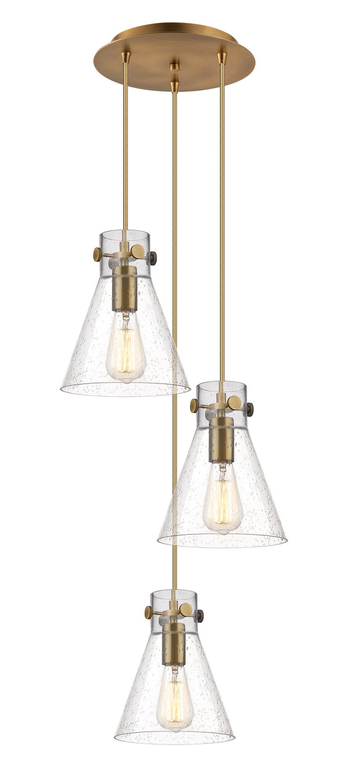 Three Light Pendant by Innovations - Downtown Urban Collection, Brushed Brass Finish - 113-410-1PS-BB-G411-8SDY