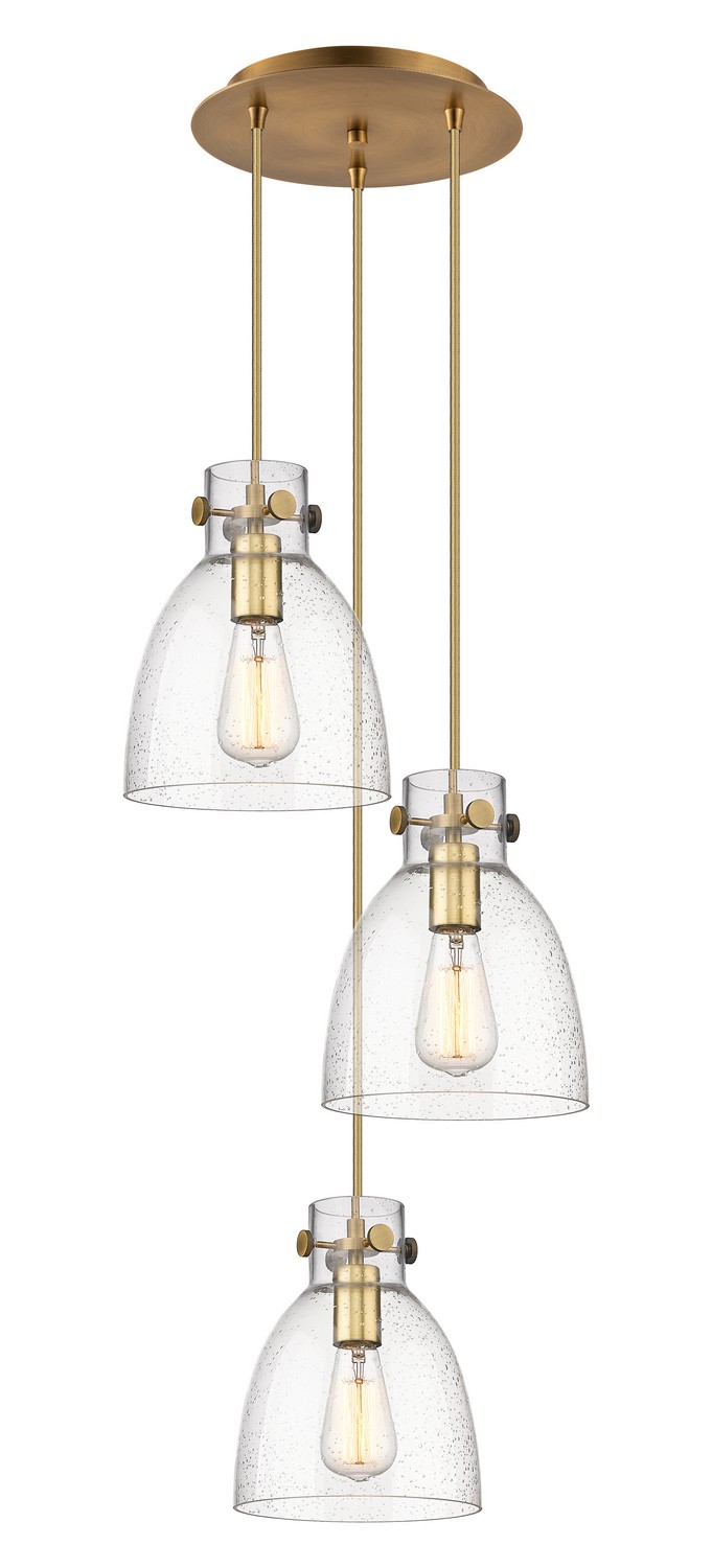 Three Light Pendant by Innovations - Downtown Urban Collection, Brushed Brass Finish - 113-410-1PS-BB-G412-8SDY