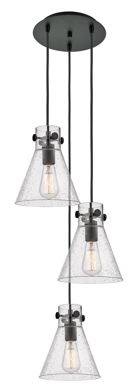 Three Light Pendant by Innovations - Downtown Urban Collection, Matte Black Finish - 113-410-1PS-BK-G411-8SDY