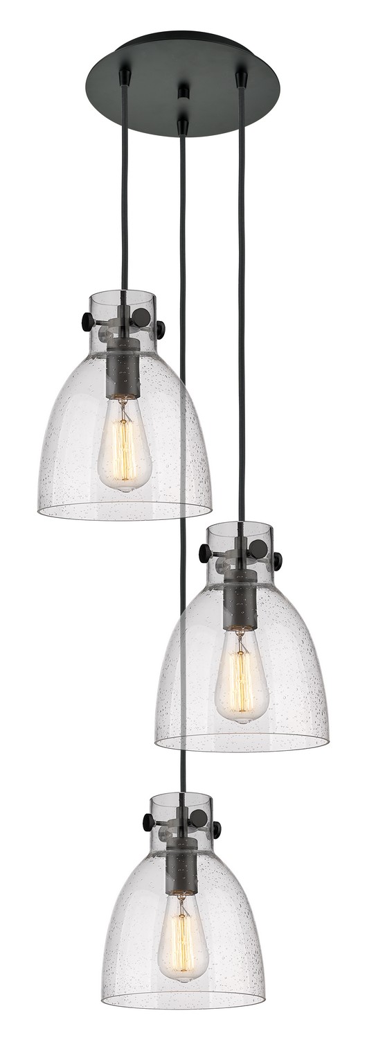 Three Light Pendant by Innovations - Downtown Urban Collection, Matte Black Finish - 113-410-1PS-BK-G412-8SDY
