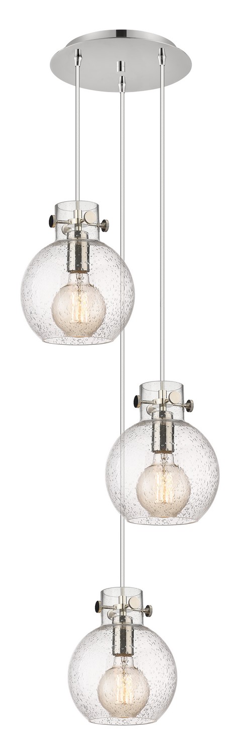 Three Light Pendant by Innovations - Newton Collection, Polished Nickel Finish - 113-410-1PS-PN-G410-8SDY