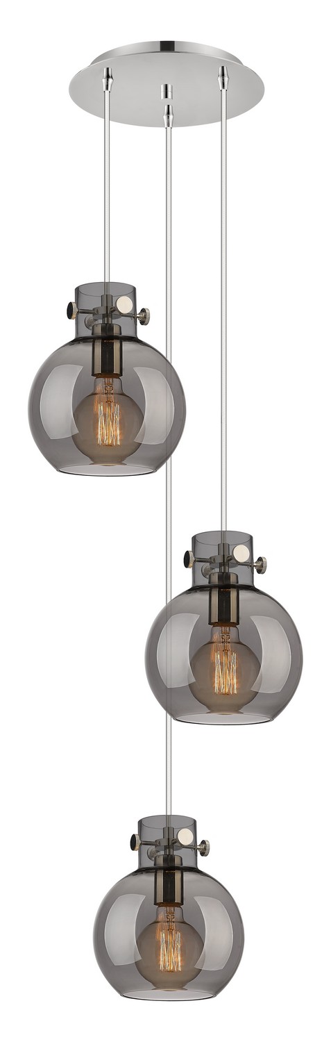 Three Light Pendant by Innovations - Newton Collection, Polished Nickel Finish - 113-410-1PS-PN-G410-8SM