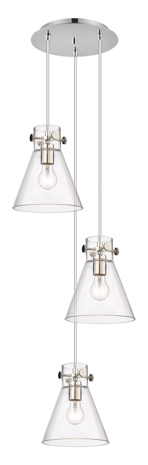 Three Light Pendant by Innovations - Downtown Urban Collection, Polished Nickel Finish - 113-410-1PS-PN-G411-8CL