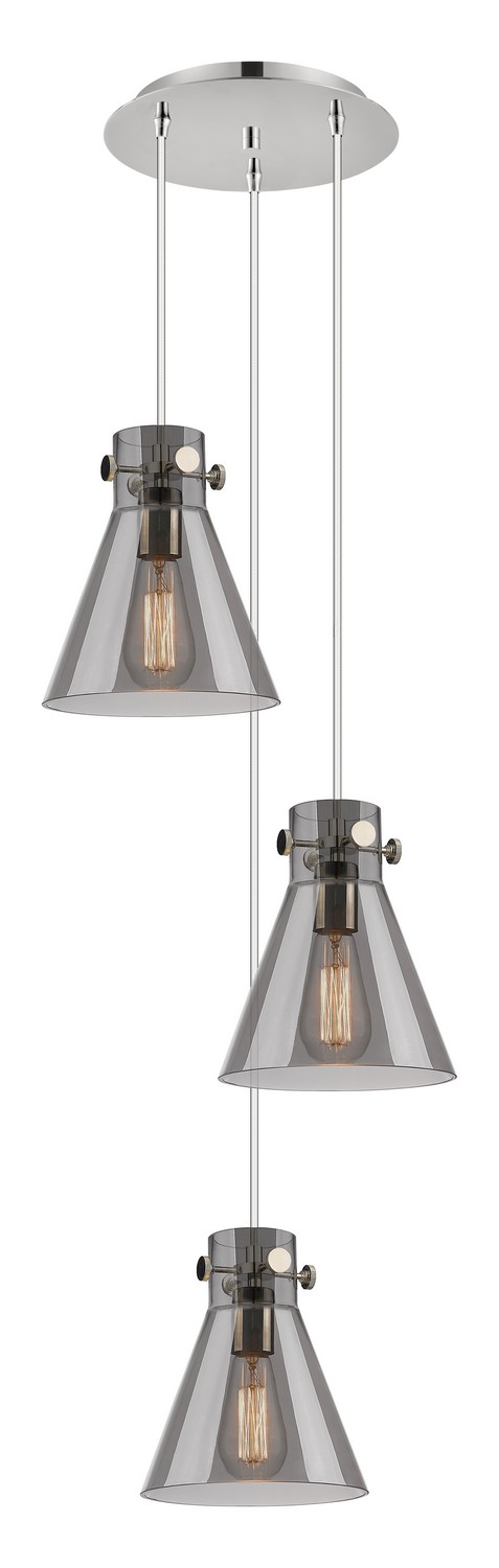 Three Light Pendant by Innovations - Downtown Urban Collection, Polished Nickel Finish - 113-410-1PS-PN-G411-8SM