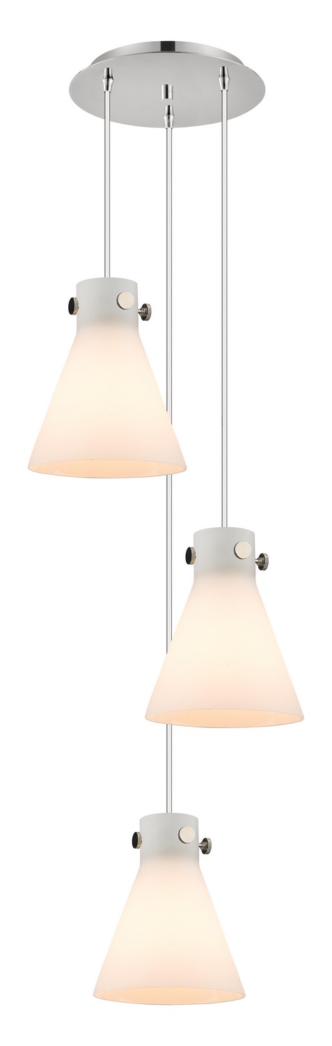 Three Light Pendant by Innovations - Downtown Urban Collection, Polished Nickel Finish - 113-410-1PS-PN-G411-8WH