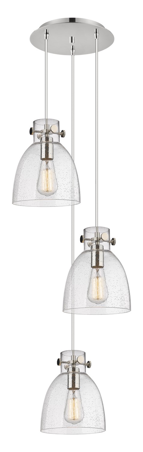 Three Light Pendant by Innovations - Downtown Urban Collection, Polished Nickel Finish - 113-410-1PS-PN-G412-8SDY