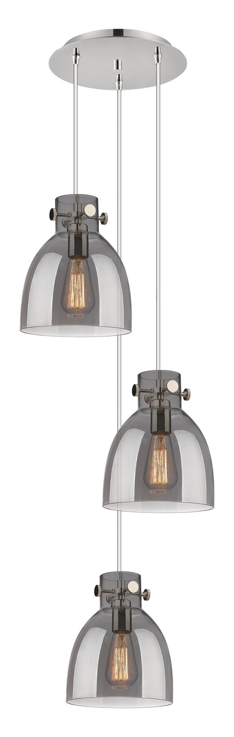 Three Light Pendant by Innovations - Downtown Urban Collection, Polished Nickel Finish - 113-410-1PS-PN-G412-8SM