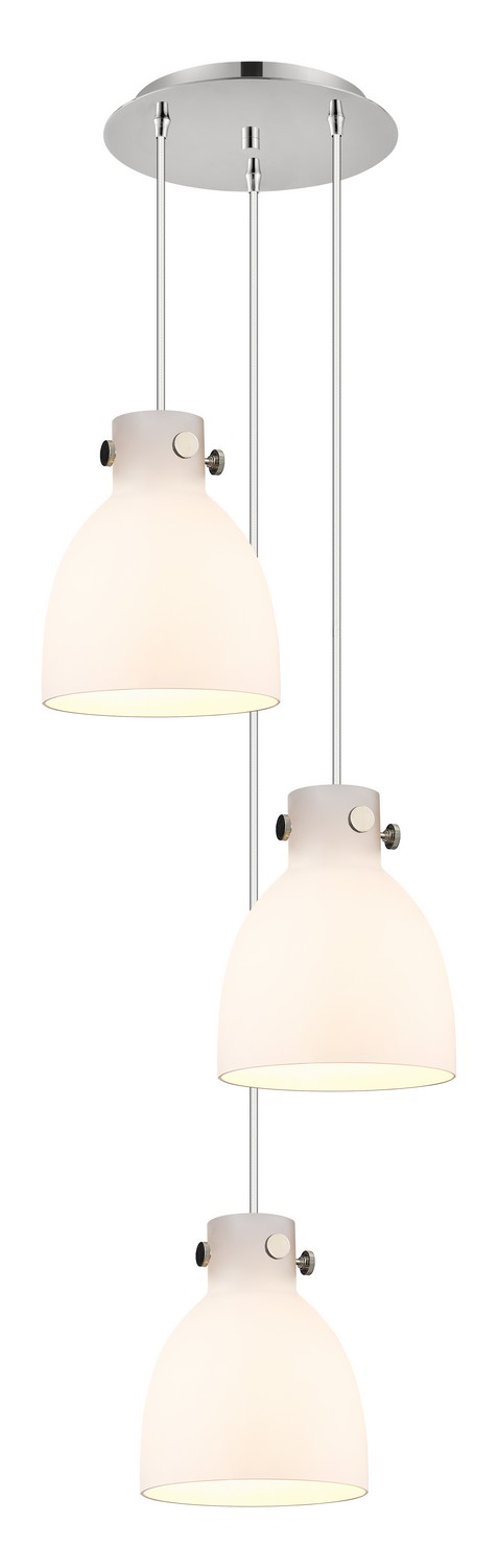 Three Light Pendant by Innovations - Downtown Urban Collection, Polished Nickel Finish - 113-410-1PS-PN-G412-8WH