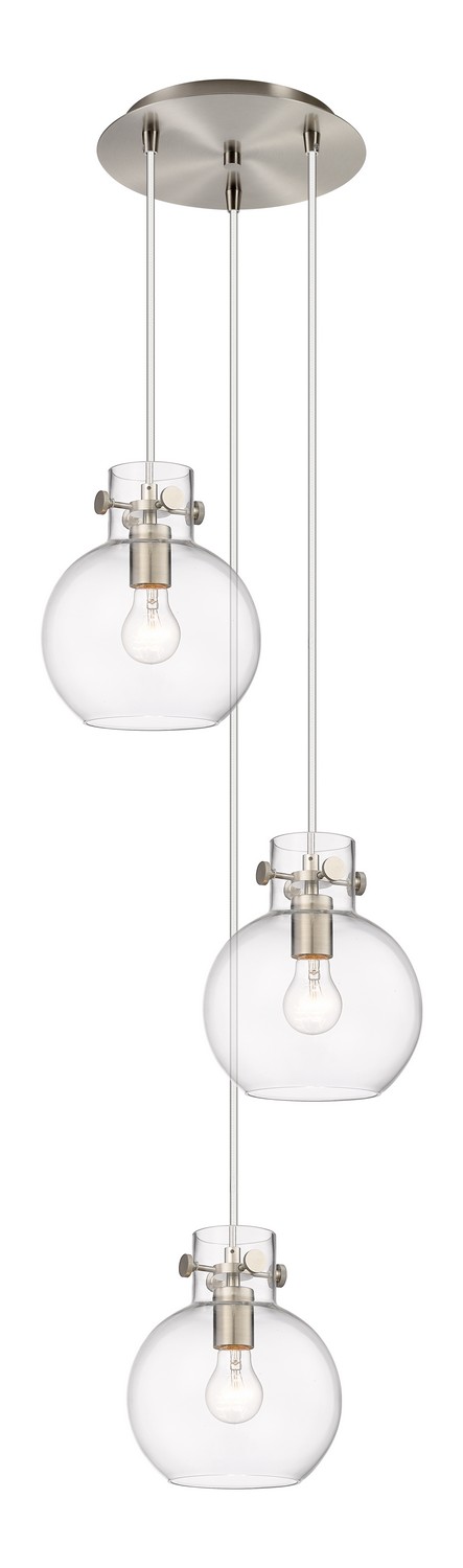 Three Light Pendant by Innovations - Downtown Urban Collection, Brushed Satin Nickel Finish - 113-410-1PS-SN-G410-8CL