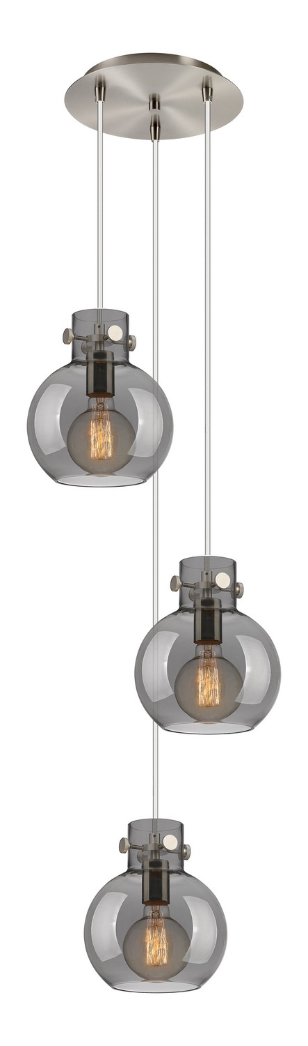 Three Light Pendant by Innovations - Newton Collection, Brushed Satin Nickel Finish - 113-410-1PS-SN-G410-8SM