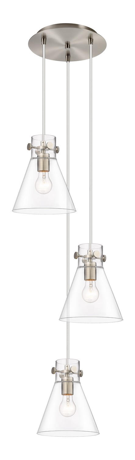 Three Light Pendant by Innovations - Downtown Urban Collection, Brushed Satin Nickel Finish - 113-410-1PS-SN-G411-8CL