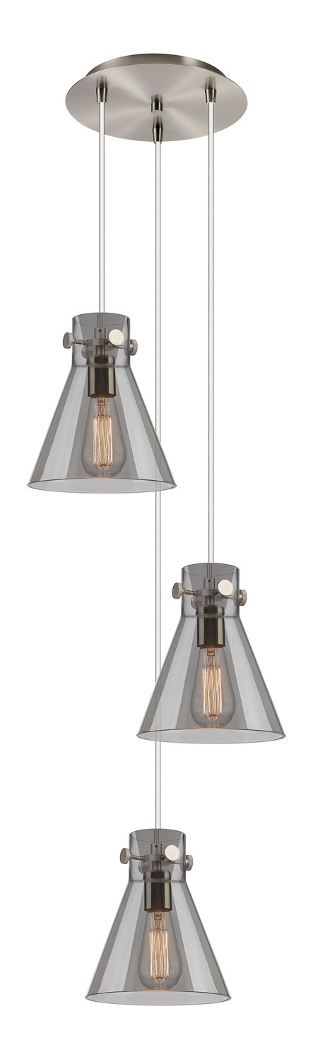 Three Light Pendant by Innovations - Downtown Urban Collection, Brushed Satin Nickel Finish - 113-410-1PS-SN-G411-8SM