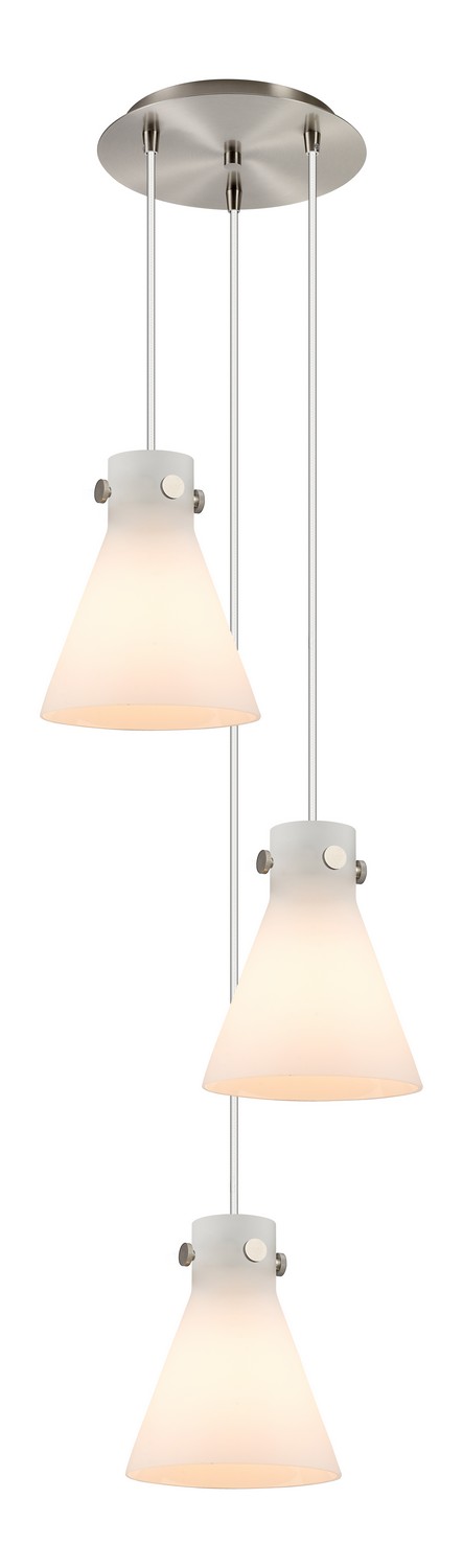 Three Light Pendant by Innovations - Downtown Urban Collection, Brushed Satin Nickel Finish - 113-410-1PS-SN-G411-8WH