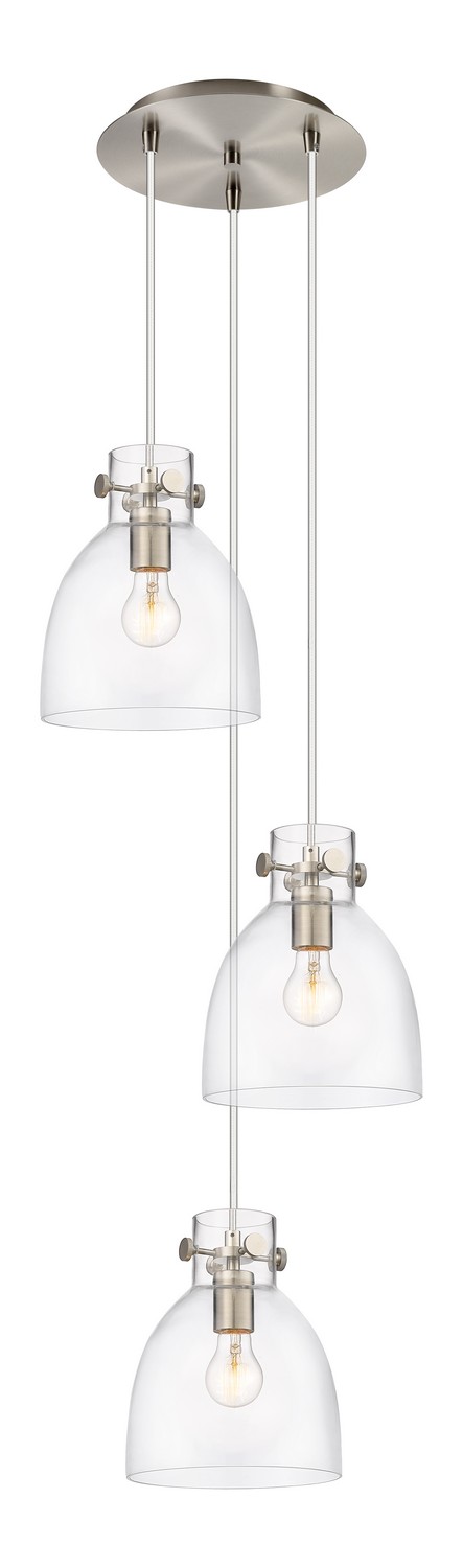 Three Light Pendant by Innovations - Downtown Urban Collection, Brushed Satin Nickel Finish - 113-410-1PS-SN-G412-8CL