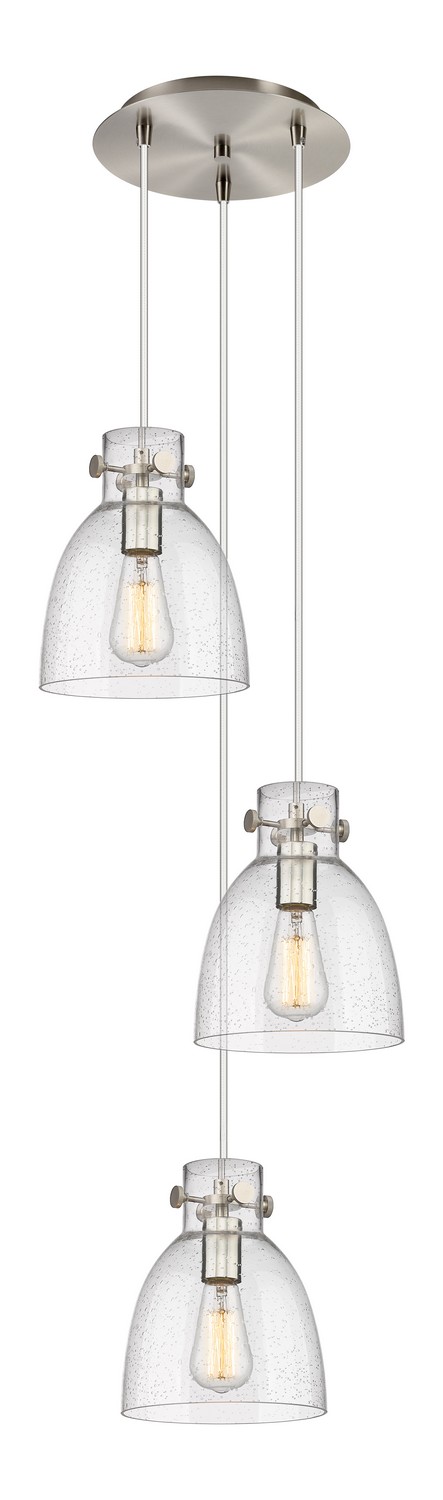 Three Light Pendant by Innovations - Downtown Urban Collection, Brushed Satin Nickel Finish - 113-410-1PS-SN-G412-8SDY