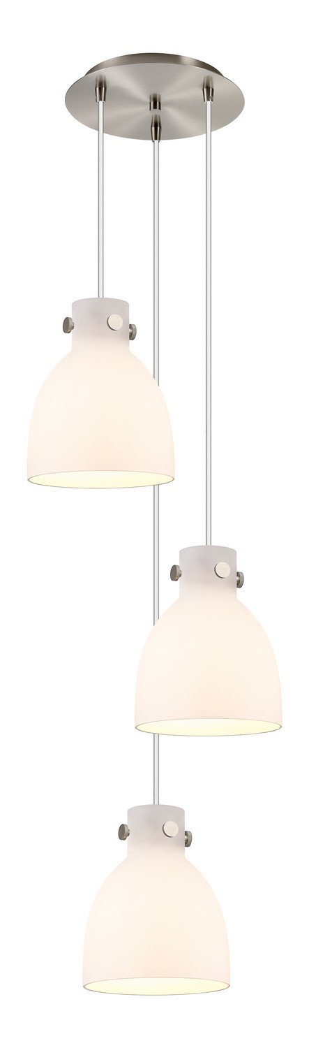 Three Light Pendant by Innovations - Downtown Urban Collection, Brushed Satin Nickel Finish - 113-410-1PS-SN-G412-8WH