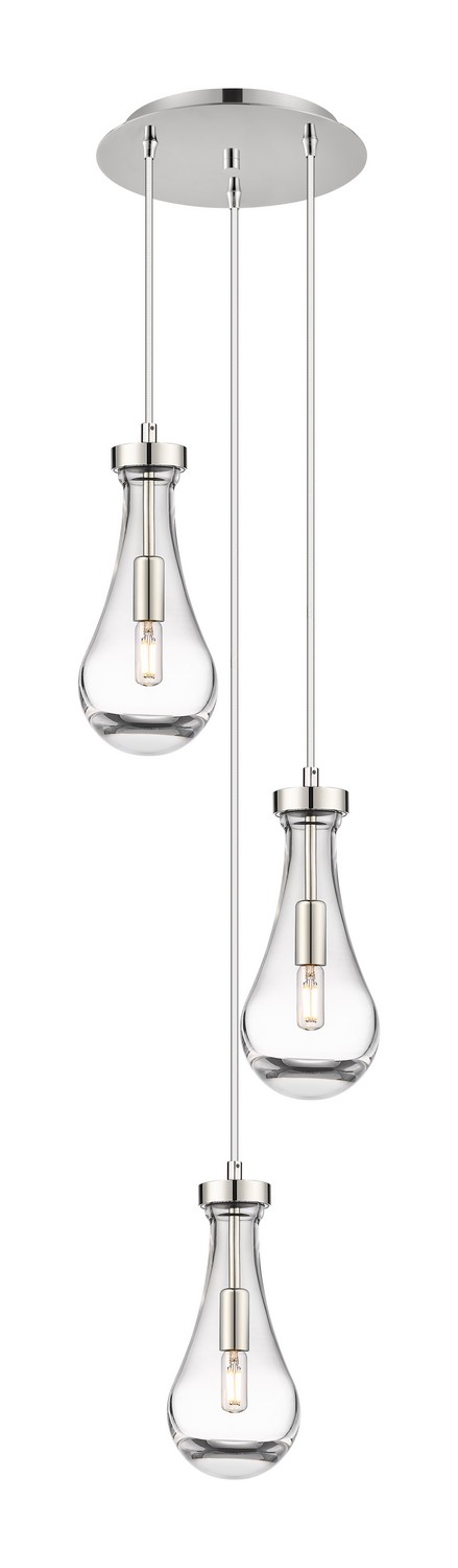 Three Light Pendant by Innovations - Downtown Urban Collection, Polished Nickel Finish - 113-451-1P-PN-G451-5CL