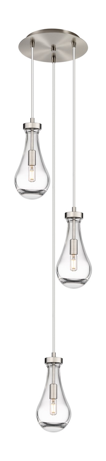 Three Light Pendant by Innovations - Downtown Urban Collection, Brushed Satin Nickel Finish - 113-451-1P-SN-G451-5CL