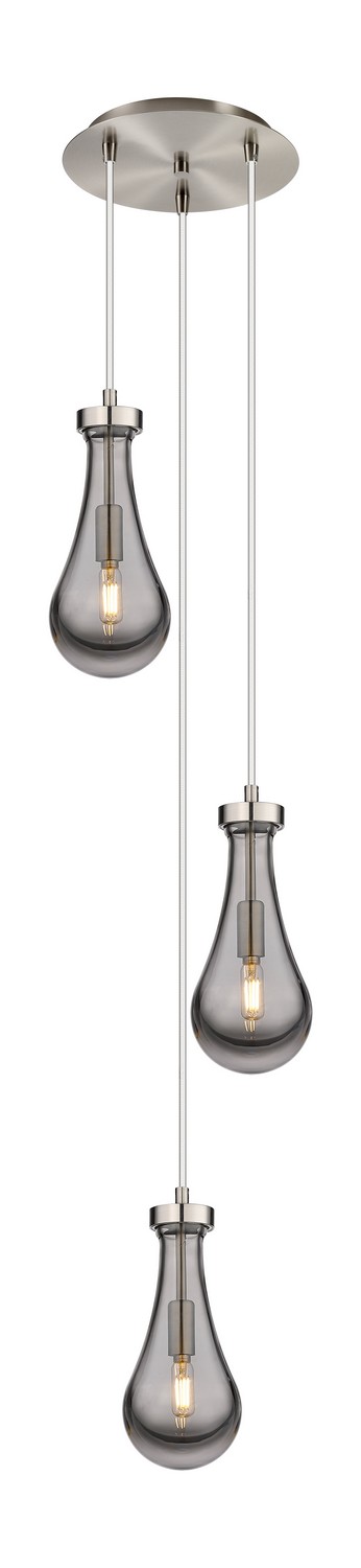 Three Light Pendant by Innovations - Downtown Urban Collection, Brushed Satin Nickel Finish - 113-451-1P-SN-G451-5SM