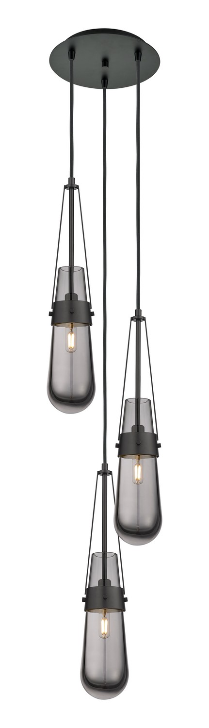 Three Light Pendant by Innovations - Downtown Urban Collection, Matte Black Finish - 113-452-1P-BK-G452-4SM