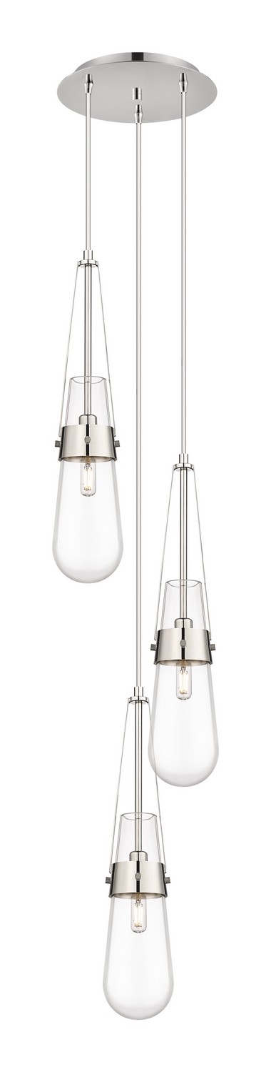 Three Light Pendant by Innovations - Downtown Urban Collection, Polished Nickel Finish - 113-452-1P-PN-G452-4CL