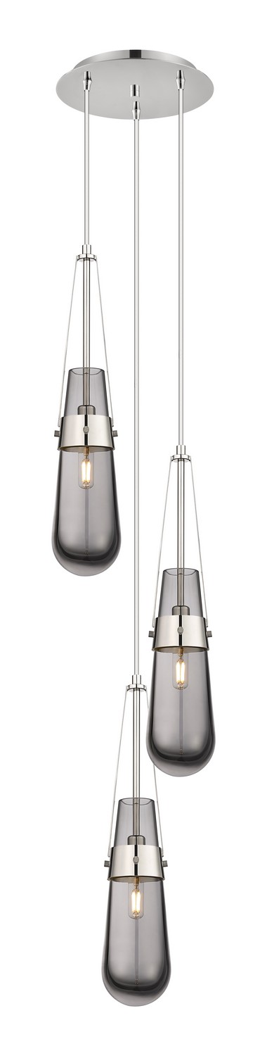 Three Light Pendant by Innovations - Downtown Urban Collection, Polished Nickel Finish - 113-452-1P-PN-G452-4SM
