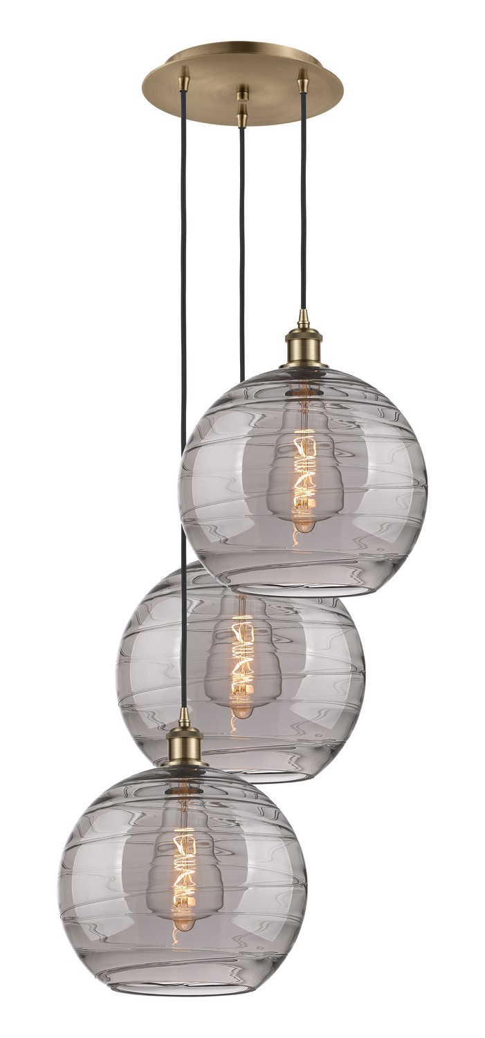 Three Light Pendant by Innovations - Ballston Collection, Antique Brass Finish - 113B-3P-AB-G1213-12SM