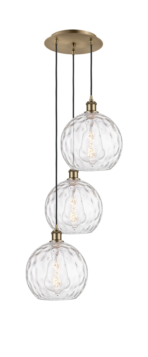 Three Light Pendant by Innovations - Ballston Collection, Antique Brass Finish - 113B-3P-AB-G1215-10