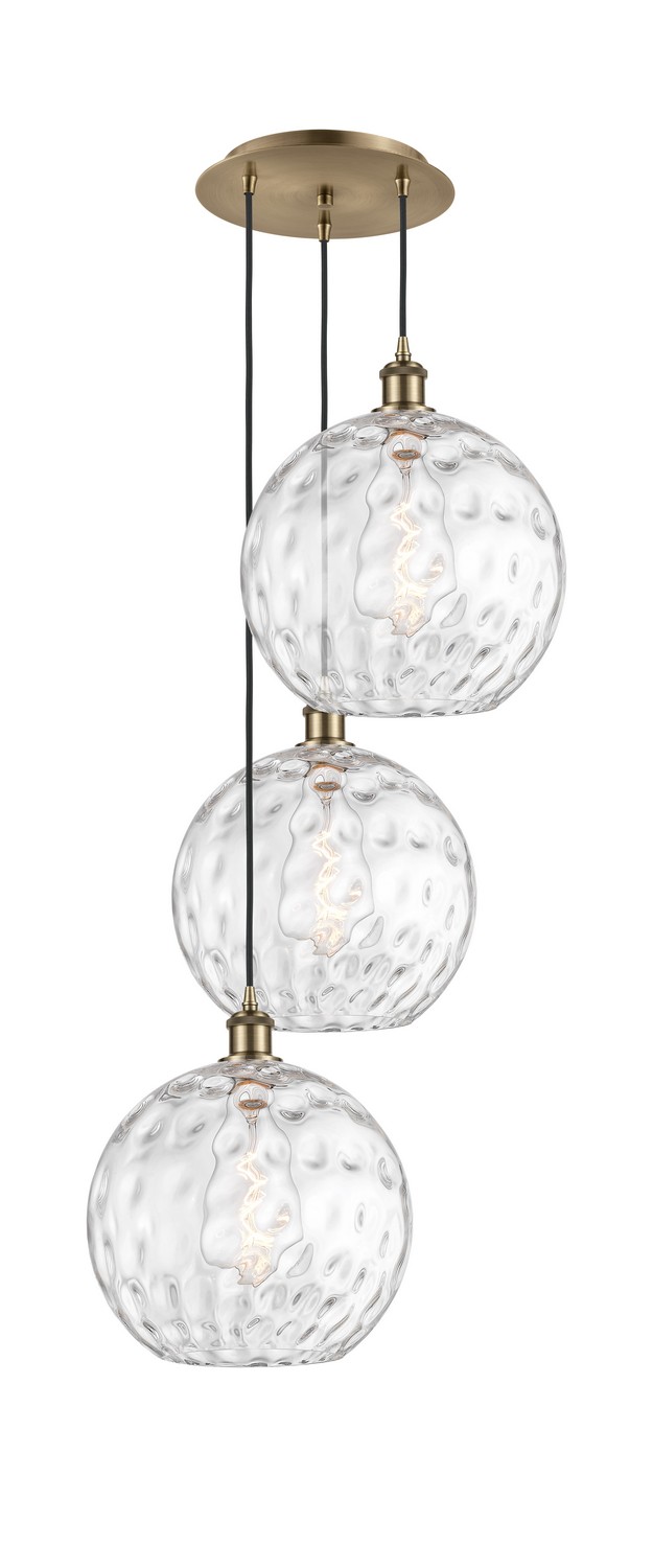 Three Light Pendant by Innovations - Ballston Collection, Antique Brass Finish - 113B-3P-AB-G1215-12