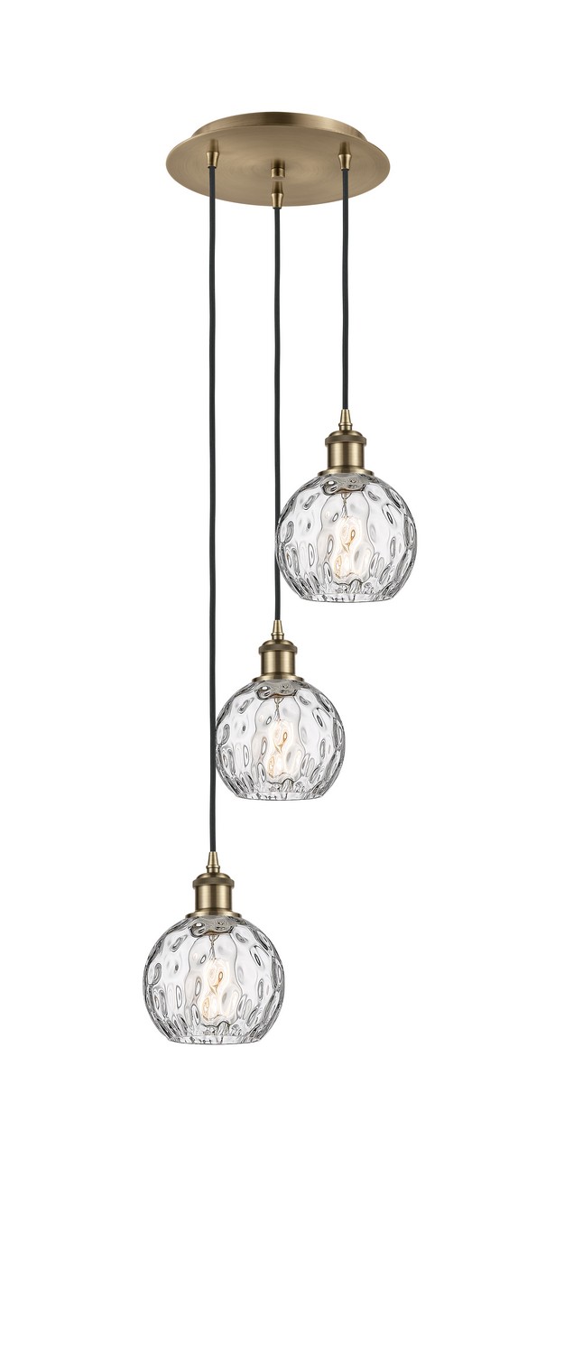 Three Light Pendant by Innovations - Ballston Collection, Antique Brass Finish - 113B-3P-AB-G1215-6