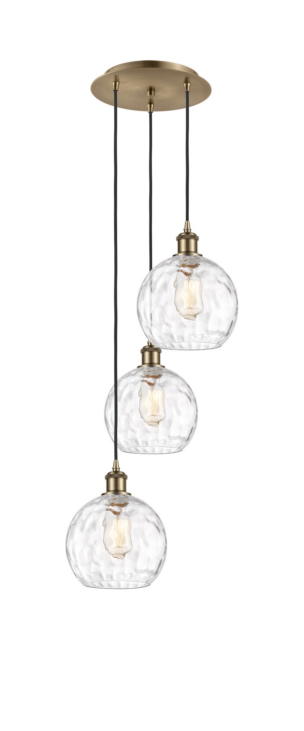 Three Light Pendant by Innovations - Ballston Collection, Antique Brass Finish - 113B-3P-AB-G1215-8