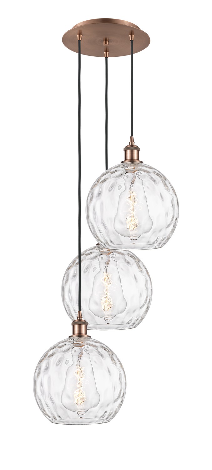 Three Light Pendant by Innovations - Ballston Collection, Antique Copper Finish - 113B-3P-AC-G1215-10