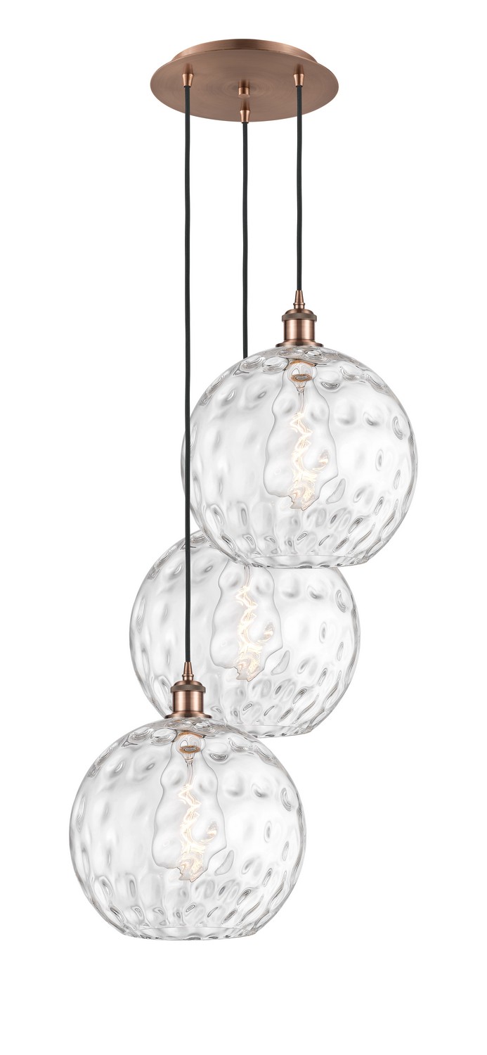 Three Light Pendant by Innovations - Ballston Collection, Antique Copper Finish - 113B-3P-AC-G1215-12
