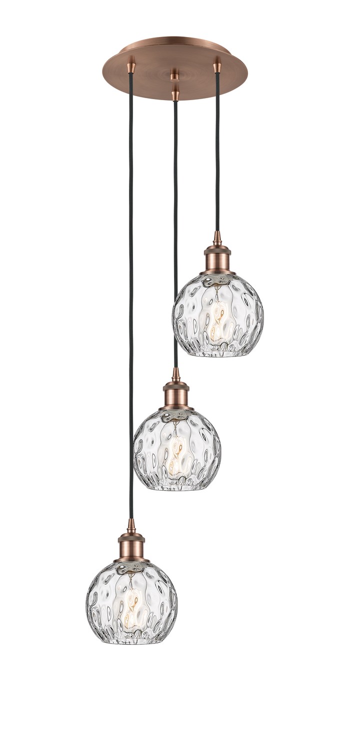 Three Light Pendant by Innovations - Ballston Collection, Antique Copper Finish - 113B-3P-AC-G1215-6
