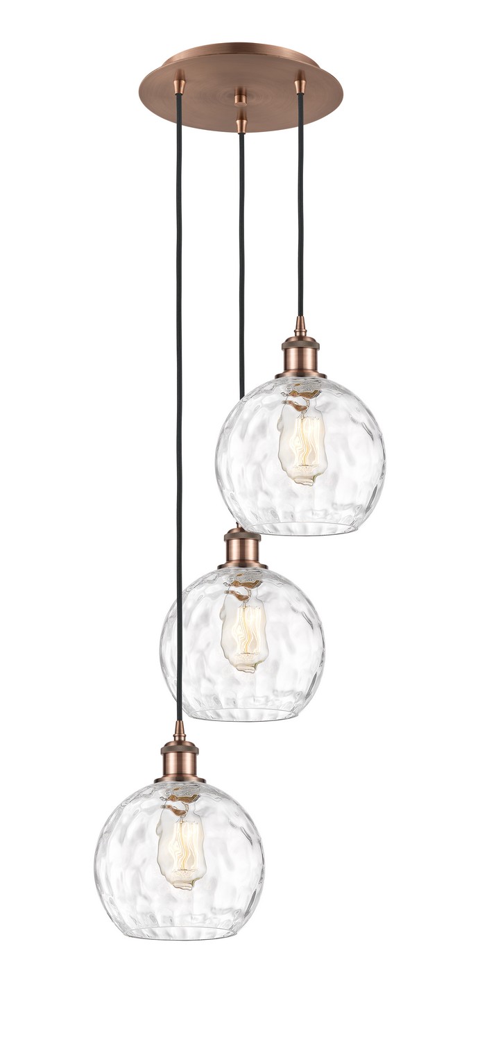 Three Light Pendant by Innovations - Ballston Collection, Antique Copper Finish - 113B-3P-AC-G1215-8