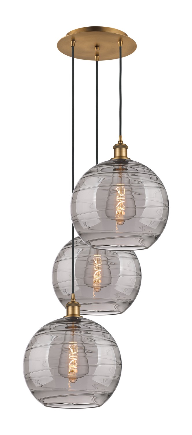 Three Light Pendant by Innovations - Ballston Collection, Brushed Brass Finish - 113B-3P-BB-G1213-12SM