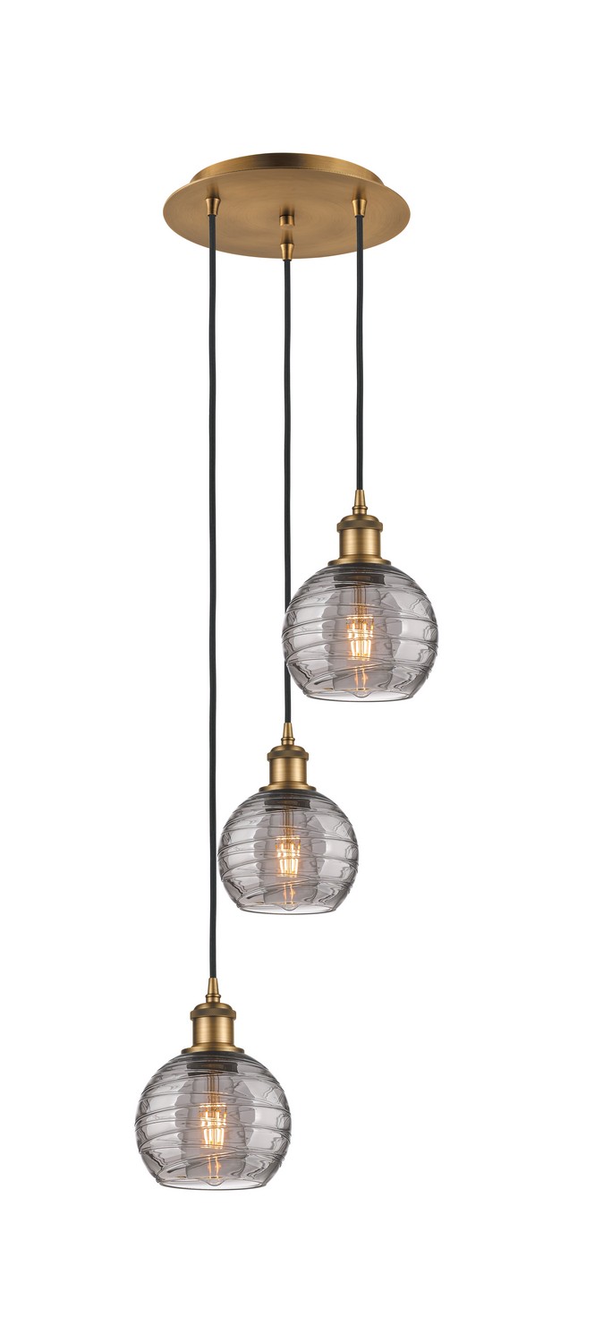 Three Light Pendant by Innovations - Ballston Collection, Brushed Brass Finish - 113B-3P-BB-G1213-6SM